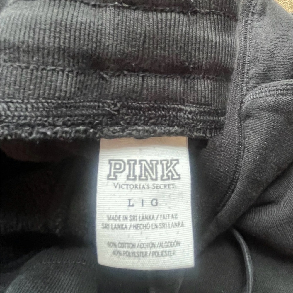 PINK Victoria's Secret Black Joggers with White Logo - Picture 3 of 3